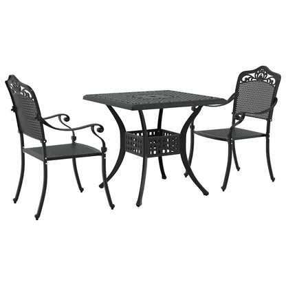 Set di Tavolo da Giardino 3 pcs Nero Alluminio pressofuso