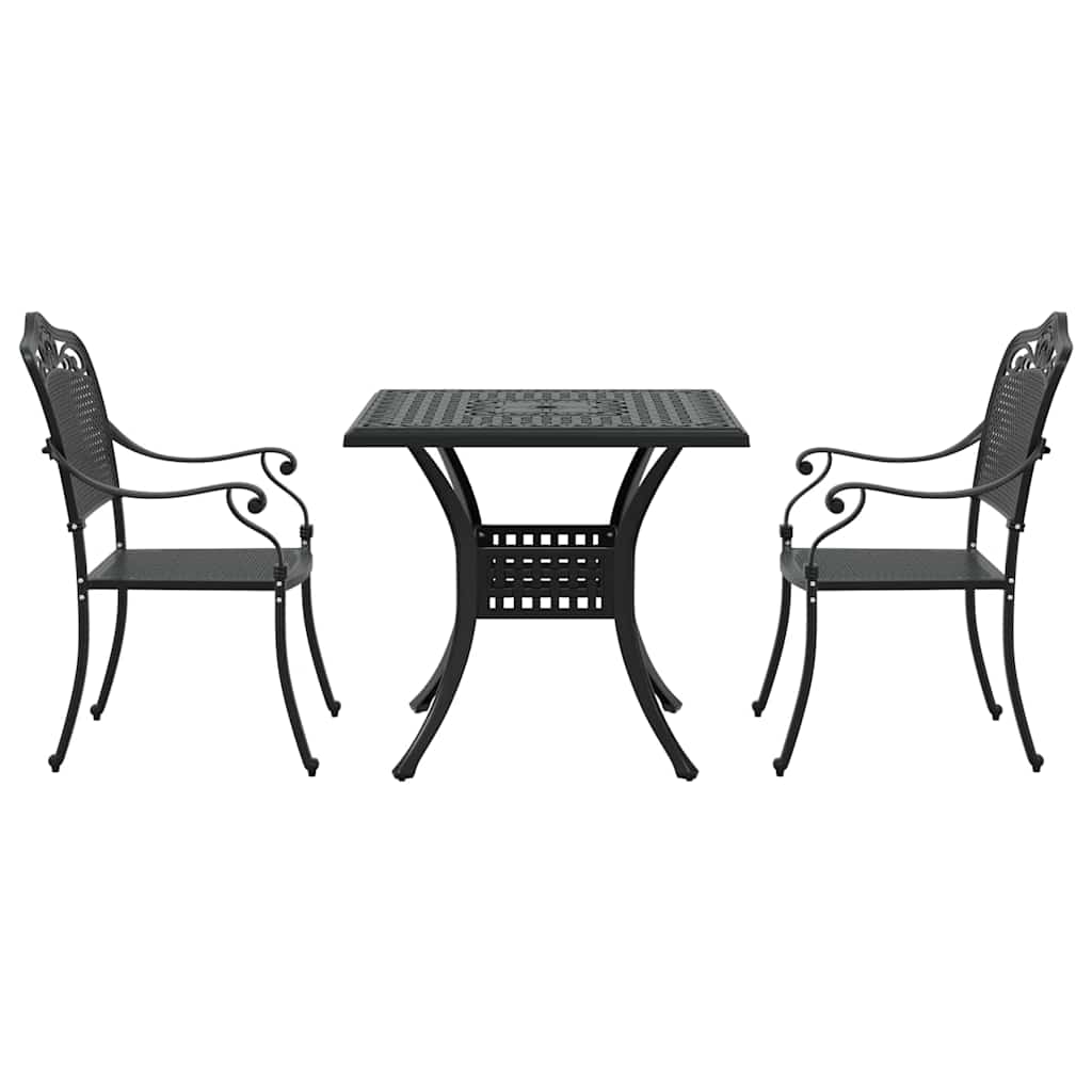 Set di Tavolo da Giardino 3 pcs Nero Alluminio pressofuso | homemem39
