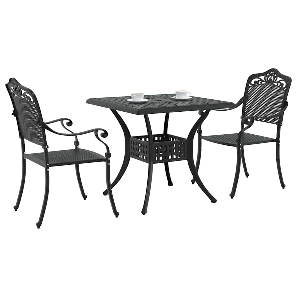 Set di Tavolo da Giardino 3 pcs Nero Alluminio pressofuso