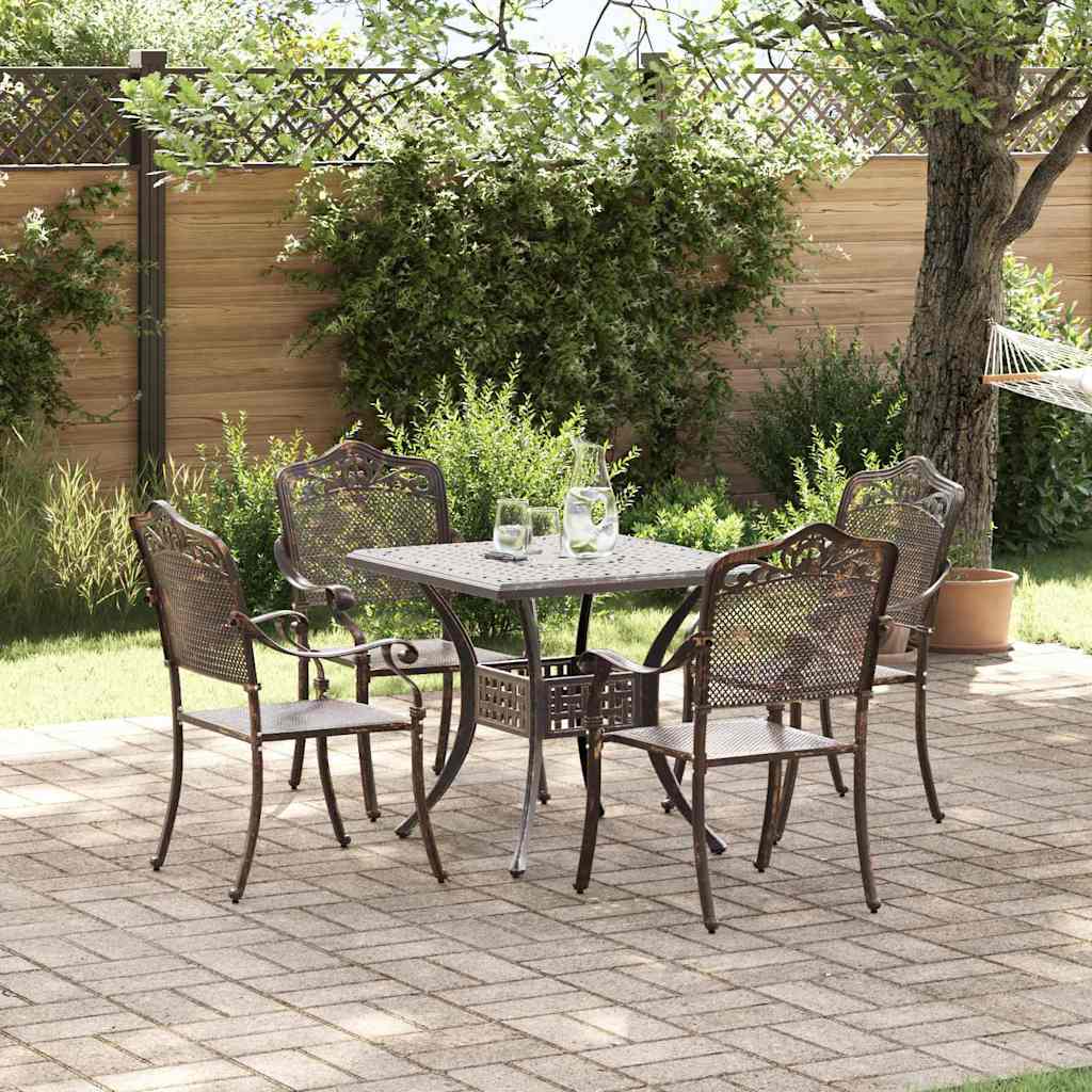 Set di Tavolo da Giardino 5 pcs Bronzo Alluminio pressofuso | homemem39