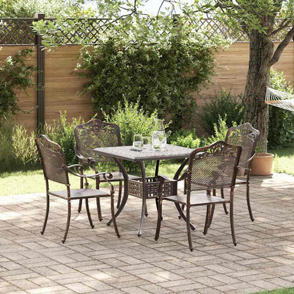 Set di Tavolo da Giardino 5 pcs Bronzo Alluminio pressofuso | homemem39