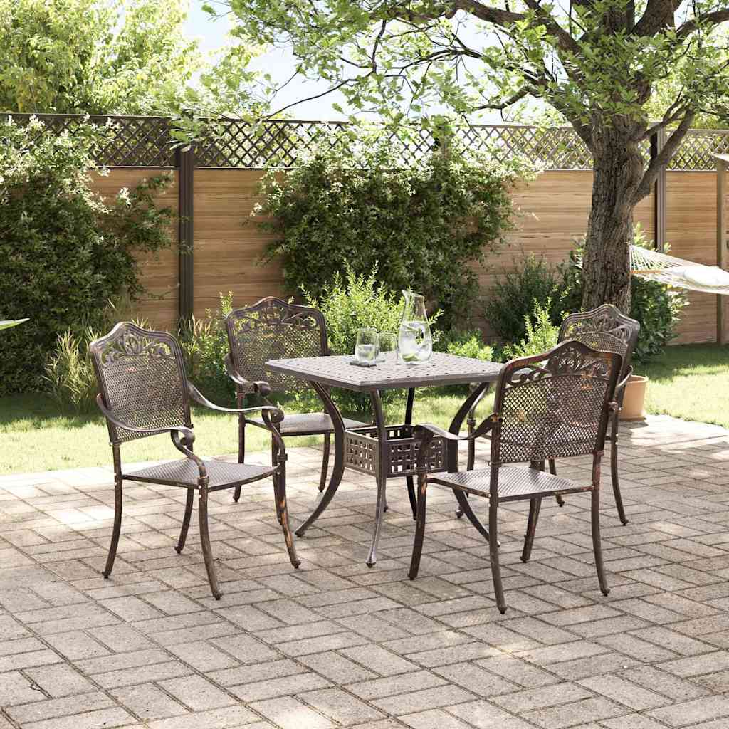 Set di Tavolo da Giardino 5 pcs Bronzo Alluminio pressofuso | homemem39