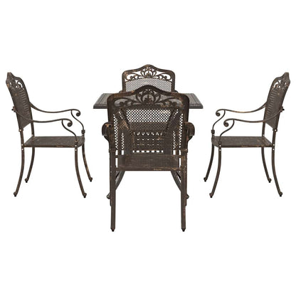 Set di Tavolo da Giardino 5 pcs Bronzo Alluminio pressofuso | homemem39