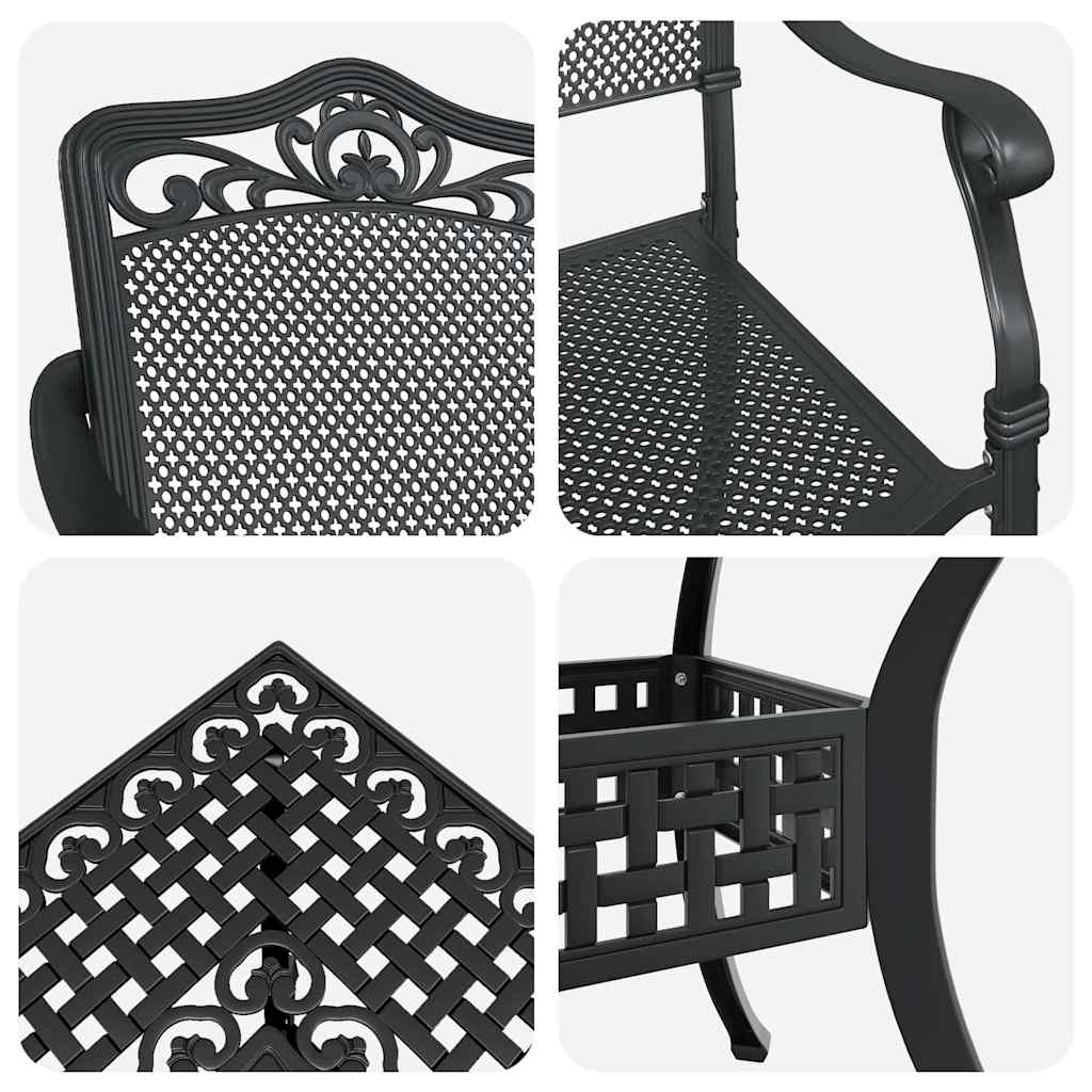 Set di Tavolo da Giardino 5 pcs Nero Alluminio pressofuso