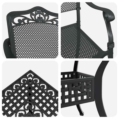 Set di Tavolo da Giardino 5 pcs Nero Alluminio pressofuso