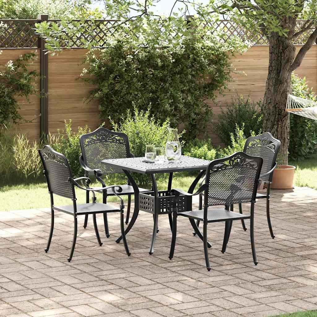 Set di Tavolo da Giardino 5 pcs Nero Alluminio pressofuso