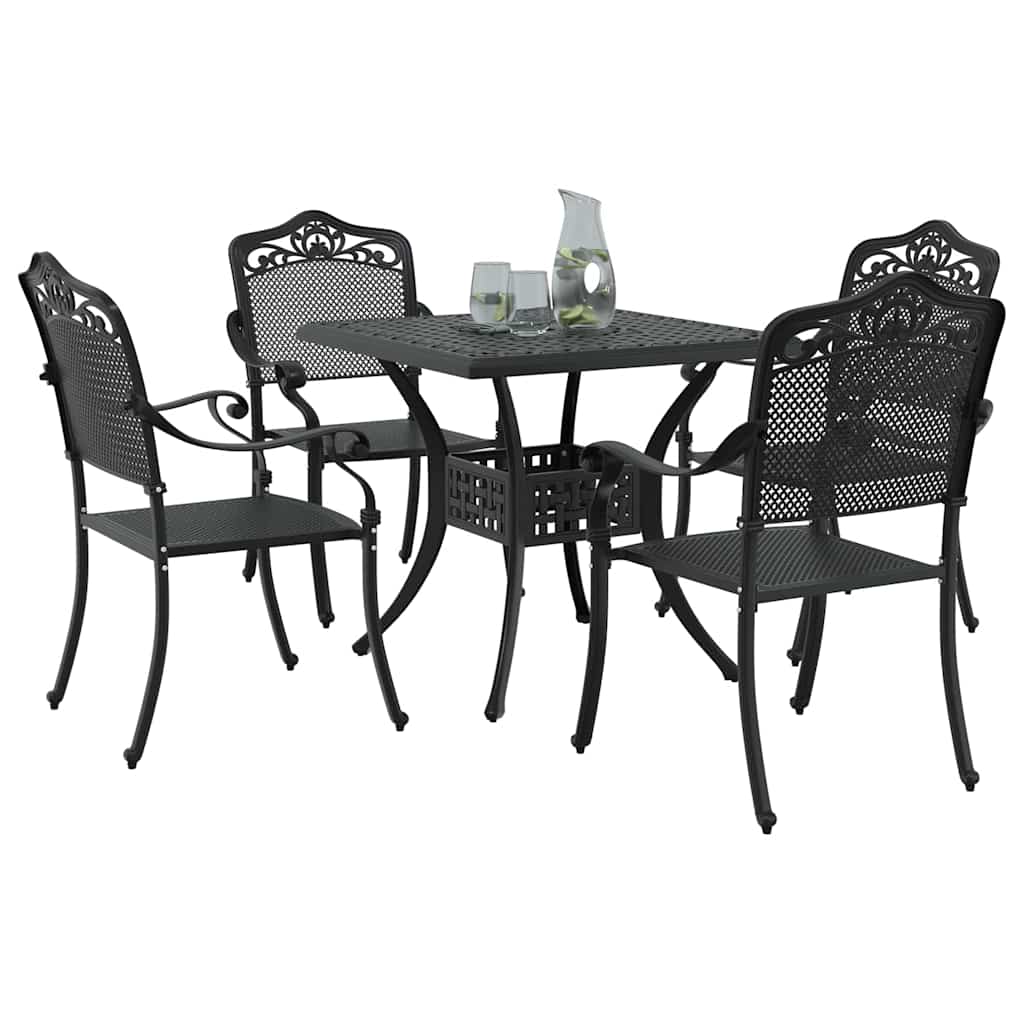 Set di Tavolo da Giardino 5 pcs Nero Alluminio pressofuso | homemem39