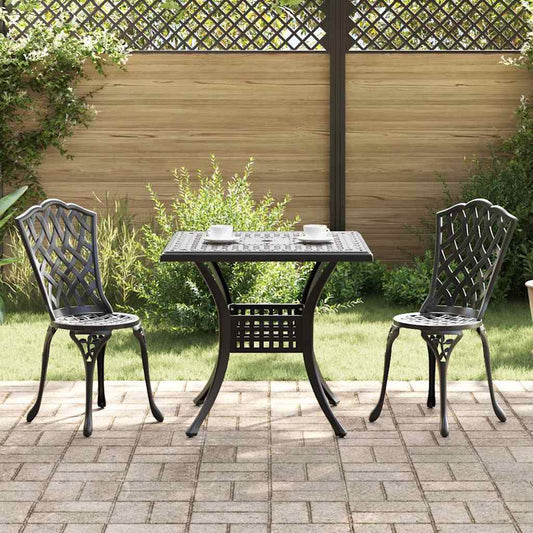 Set di Tavolo da Giardino 3 pcs Nero Alluminio pressofuso
