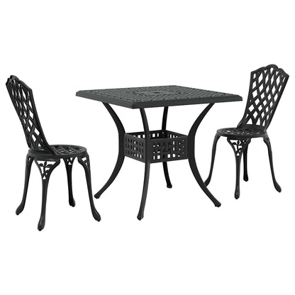 Set di Tavolo da Giardino 3 pcs Nero Alluminio pressofuso