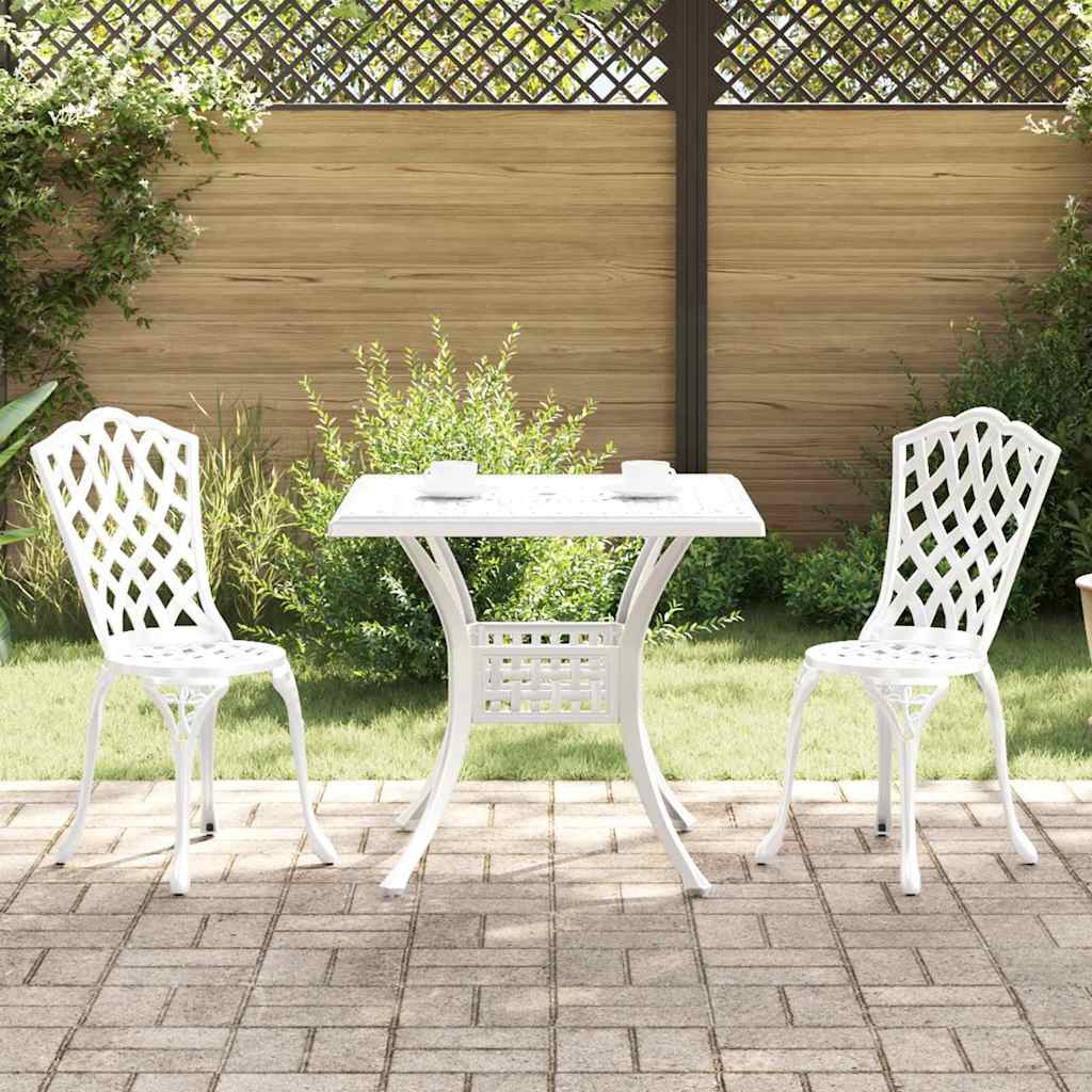 Set di Tavolo da Giardino 3 pcs Bianco Alluminio pressofuso