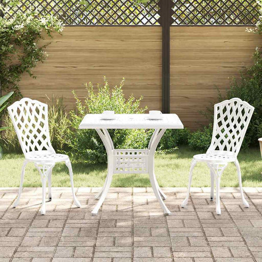 Set di Tavolo da Giardino 3 pcs Bianco Alluminio pressofuso