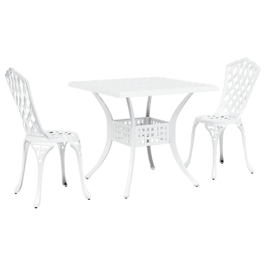 Set di Tavolo da Giardino 3 pcs Bianco Alluminio pressofuso