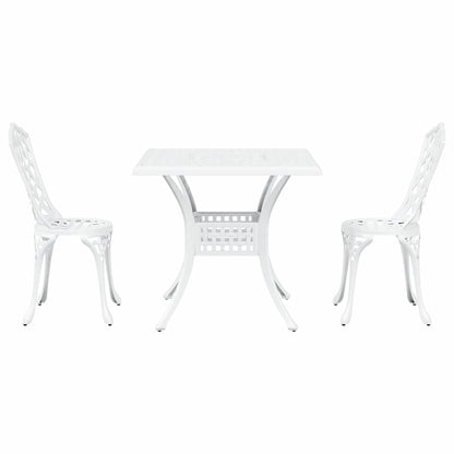 Set di Tavolo da Giardino 3 pcs Bianco Alluminio pressofuso | homemem39