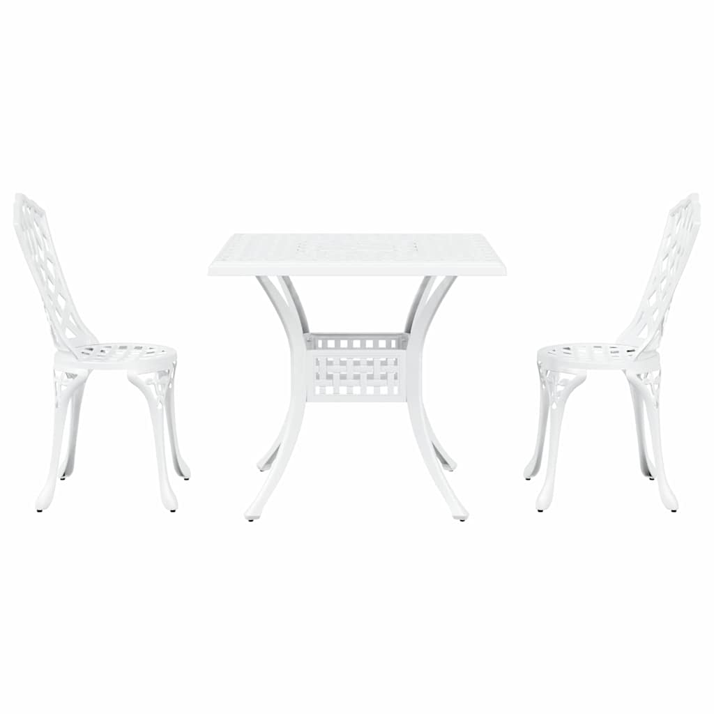 Set di Tavolo da Giardino 3 pcs Bianco Alluminio pressofuso