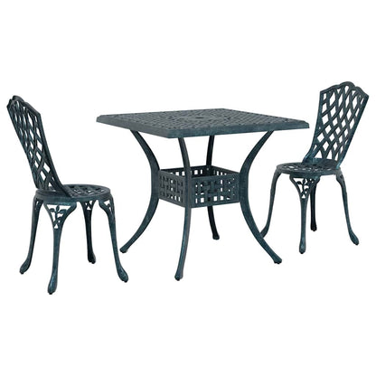 Set di Tavolo da Giardino 3 pcs Verde Alluminio pressofuso