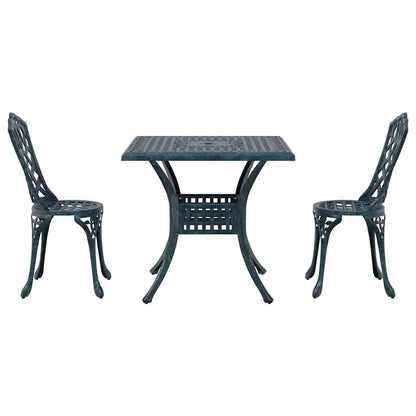 Set di Tavolo da Giardino 3 pcs Verde Alluminio pressofuso