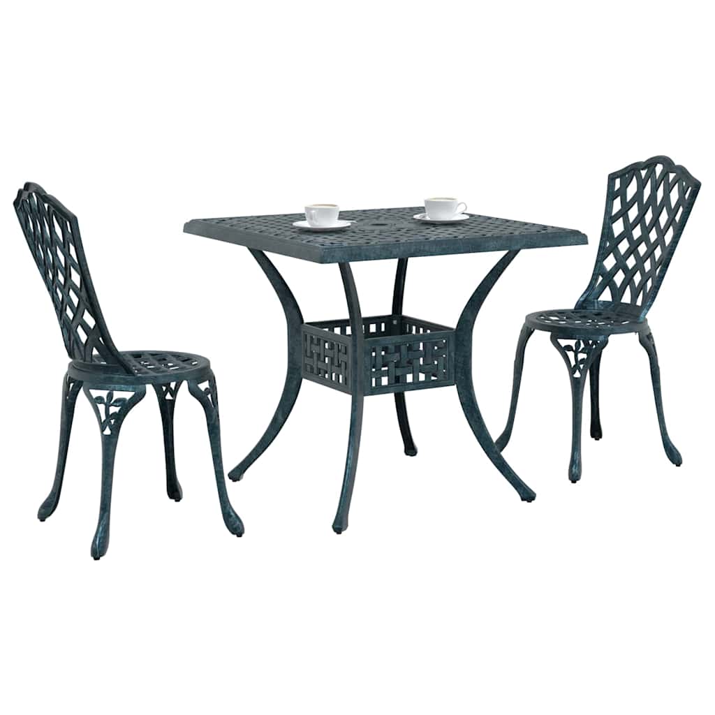 Set di Tavolo da Giardino 3 pcs Verde Alluminio pressofuso