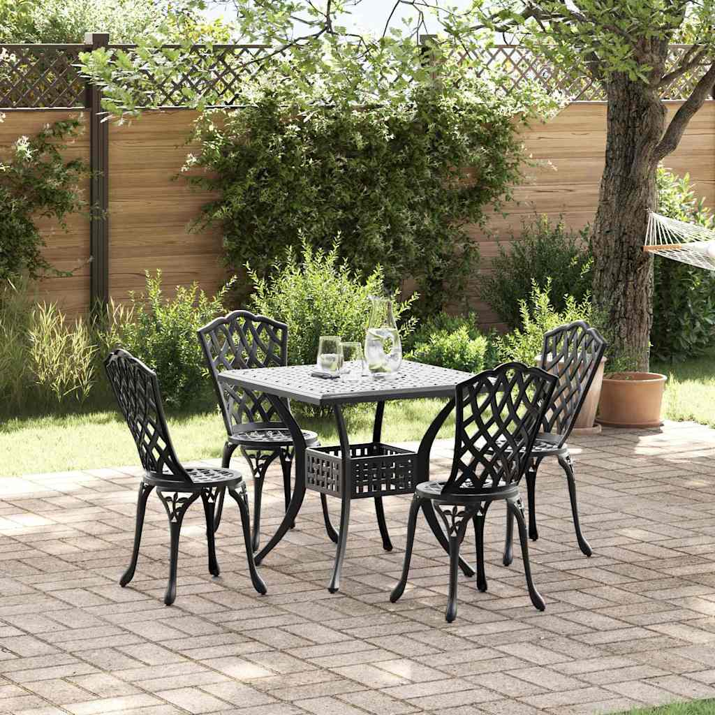 Set di Tavolo da Giardino 5 pcs Nero Alluminio pressofuso
