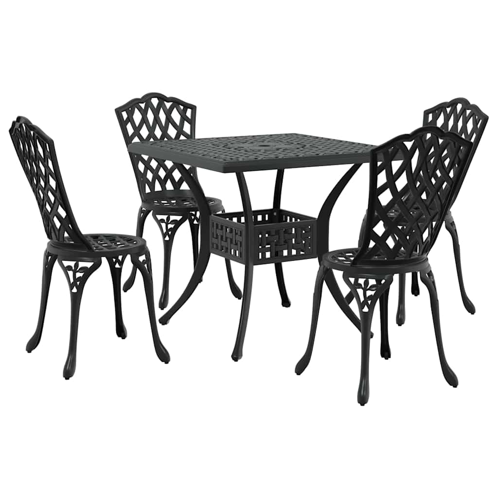 Set di Tavolo da Giardino 5 pcs Nero Alluminio pressofuso