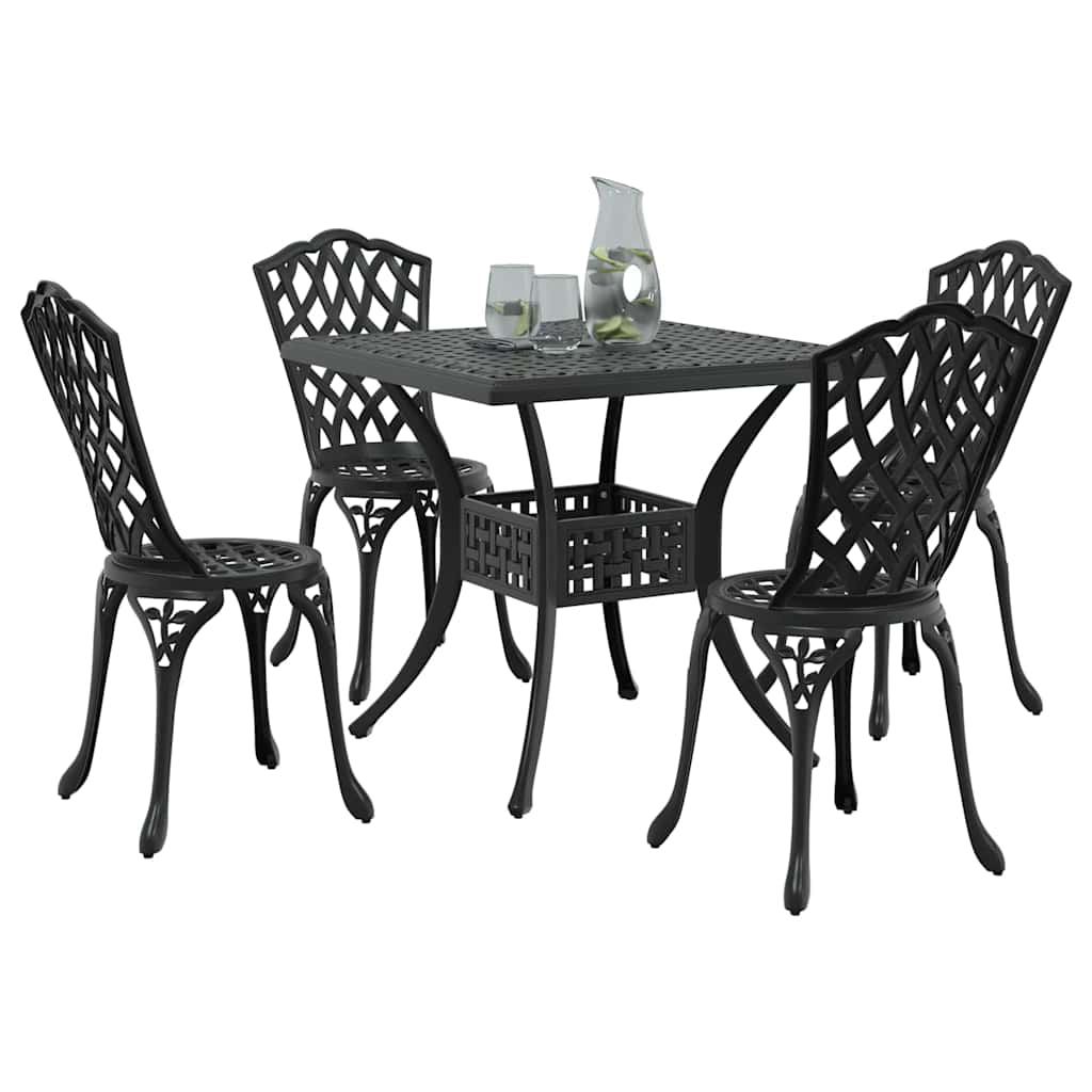 Set di Tavolo da Giardino 5 pcs Nero Alluminio pressofuso