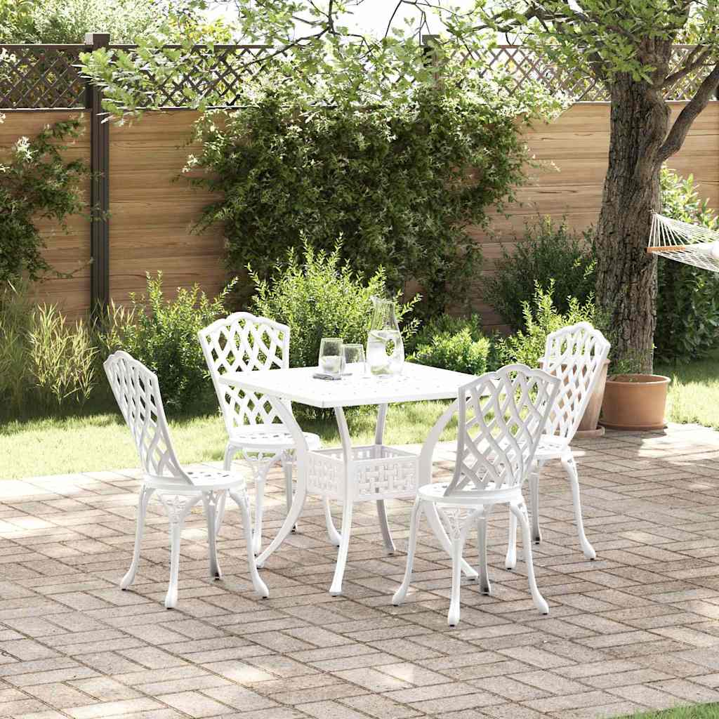 Set di Tavolo da Giardino 5 pcs Bianco Alluminio pressofuso