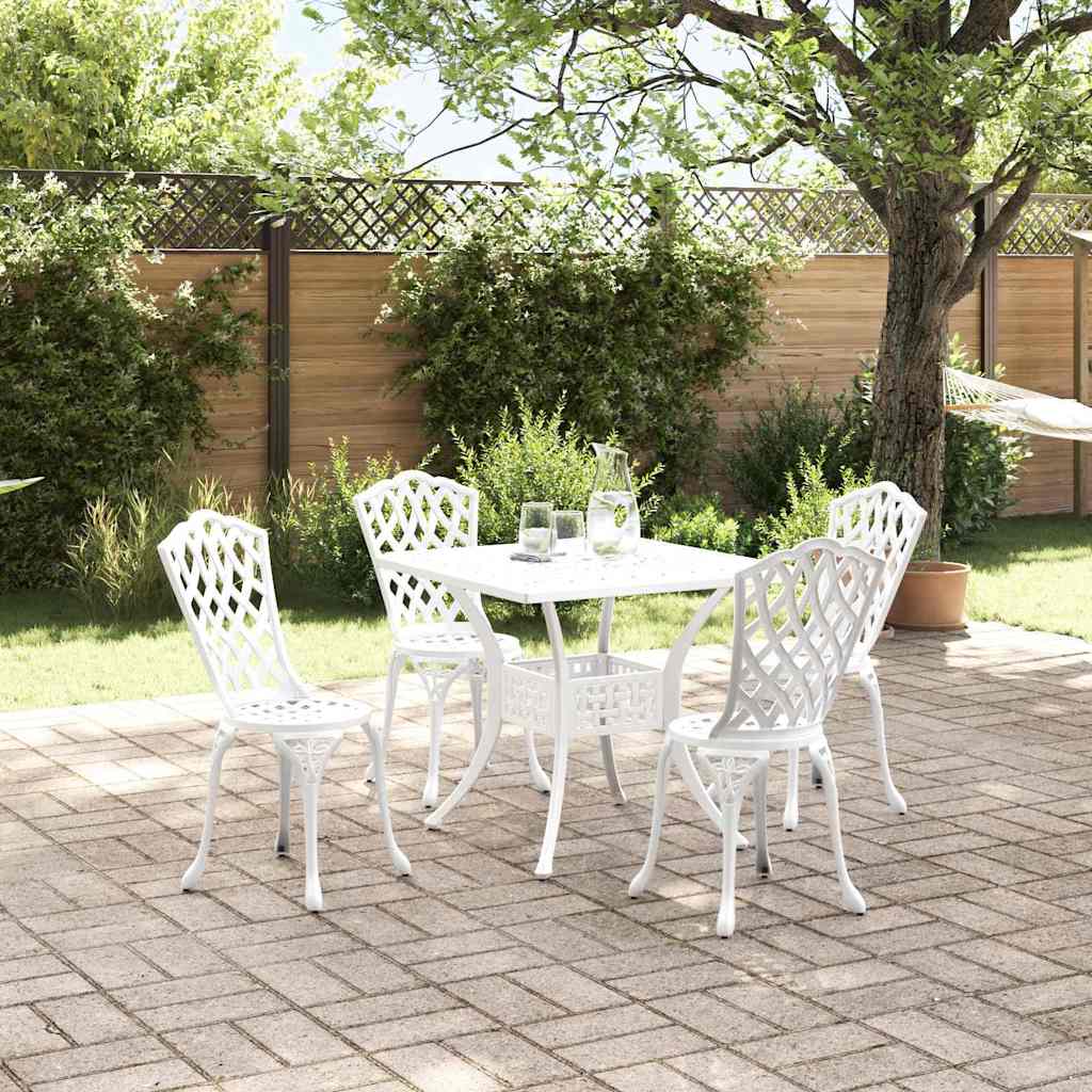 Set di Tavolo da Giardino 5 pcs Bianco Alluminio pressofuso