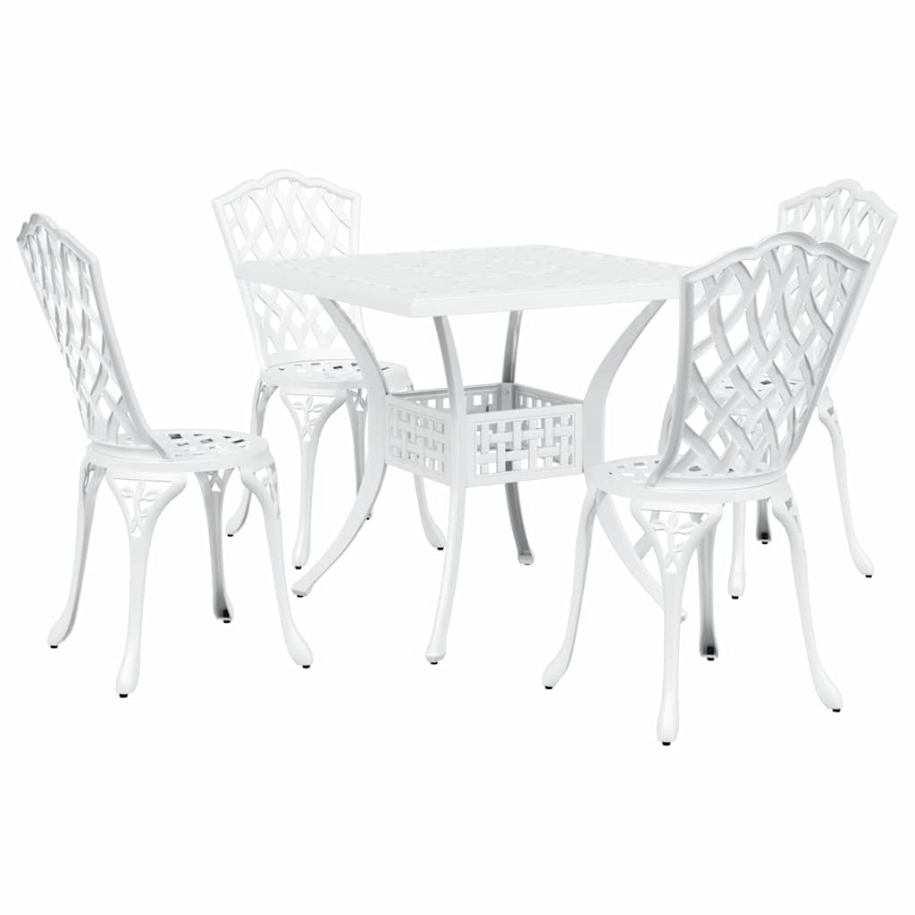 Set di Tavolo da Giardino 5 pcs Bianco Alluminio pressofuso