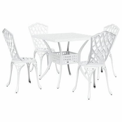 Set di Tavolo da Giardino 5 pcs Bianco Alluminio pressofuso