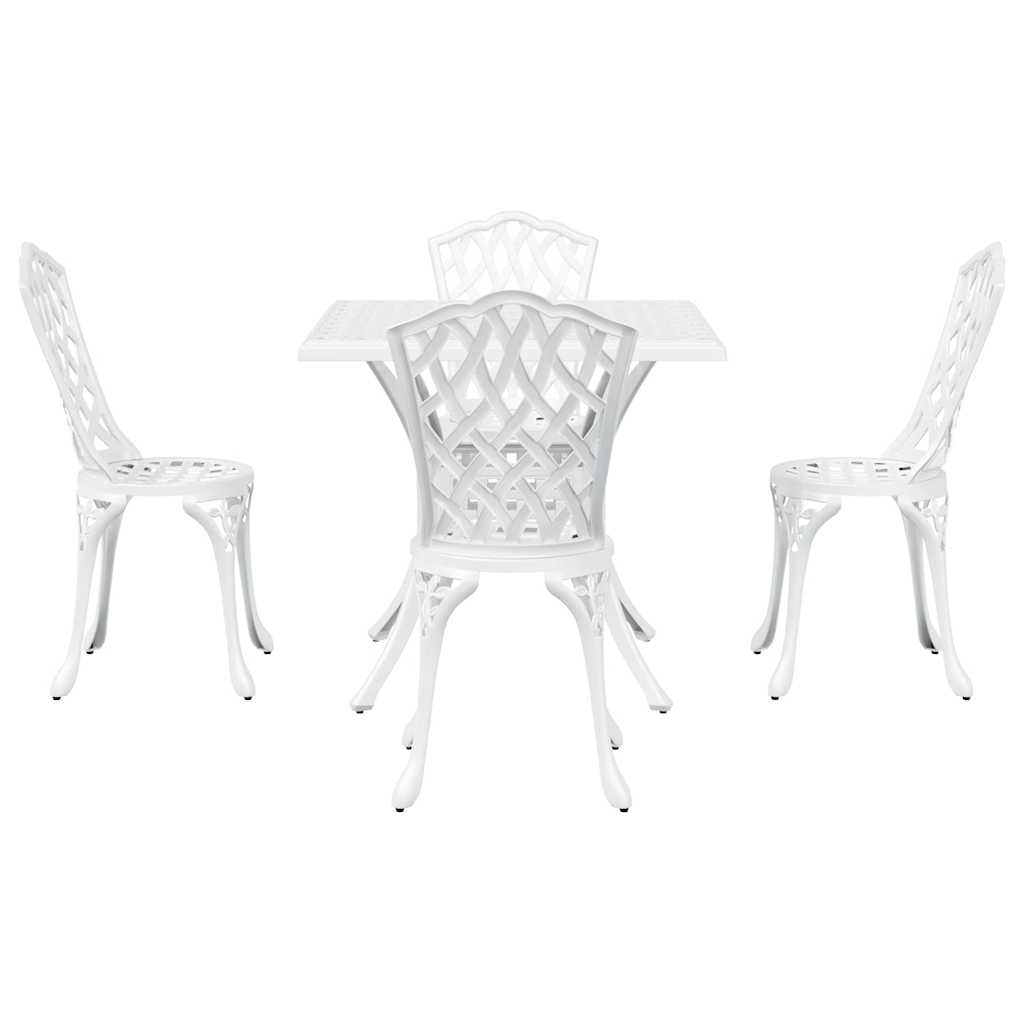 Set di Tavolo da Giardino 5 pcs Bianco Alluminio pressofuso | homemem39