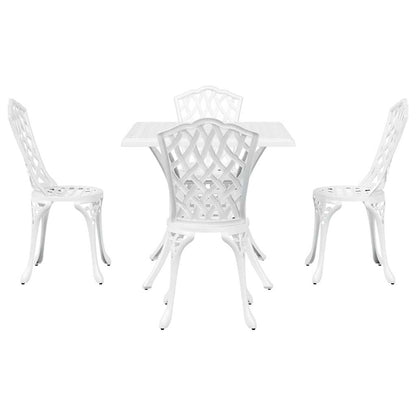 Set di Tavolo da Giardino 5 pcs Bianco Alluminio pressofuso | homemem39
