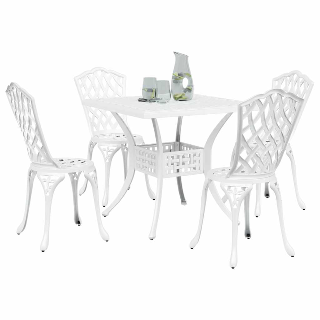 Set di Tavolo da Giardino 5 pcs Bianco Alluminio pressofuso