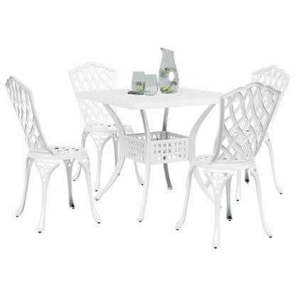 Set di Tavolo da Giardino 5 pcs Bianco Alluminio pressofuso