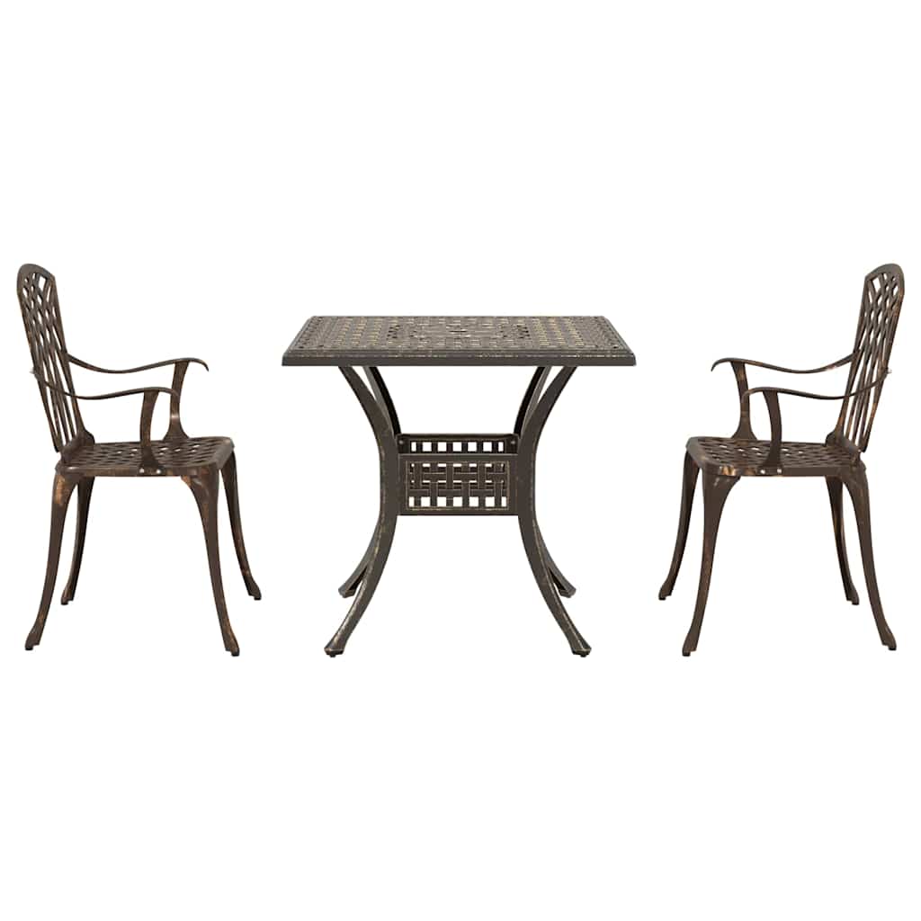 Set di Tavolo da Giardino 3 pcs Bronzo Alluminio pressofuso