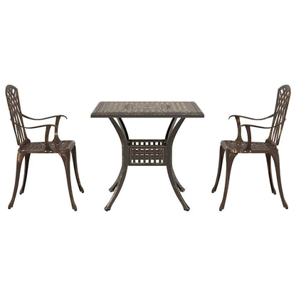 Set di Tavolo da Giardino 3 pcs Bronzo Alluminio pressofuso