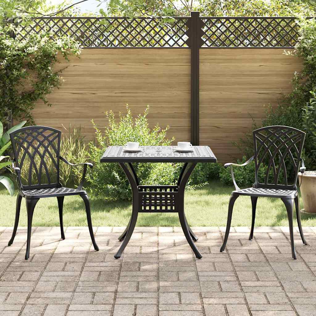 Set di Tavolo da Giardino 3 pcs Nero Alluminio pressofuso