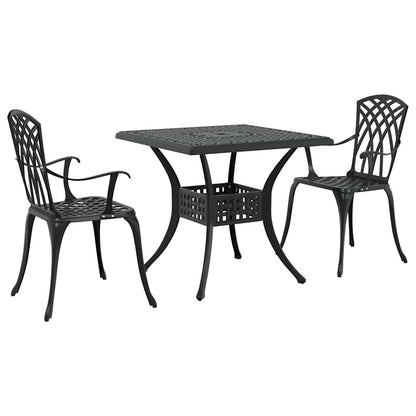 Set di Tavolo da Giardino 3 pcs Nero Alluminio pressofuso