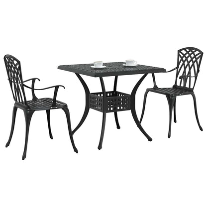 Set di Tavolo da Giardino 3 pcs Nero Alluminio pressofuso