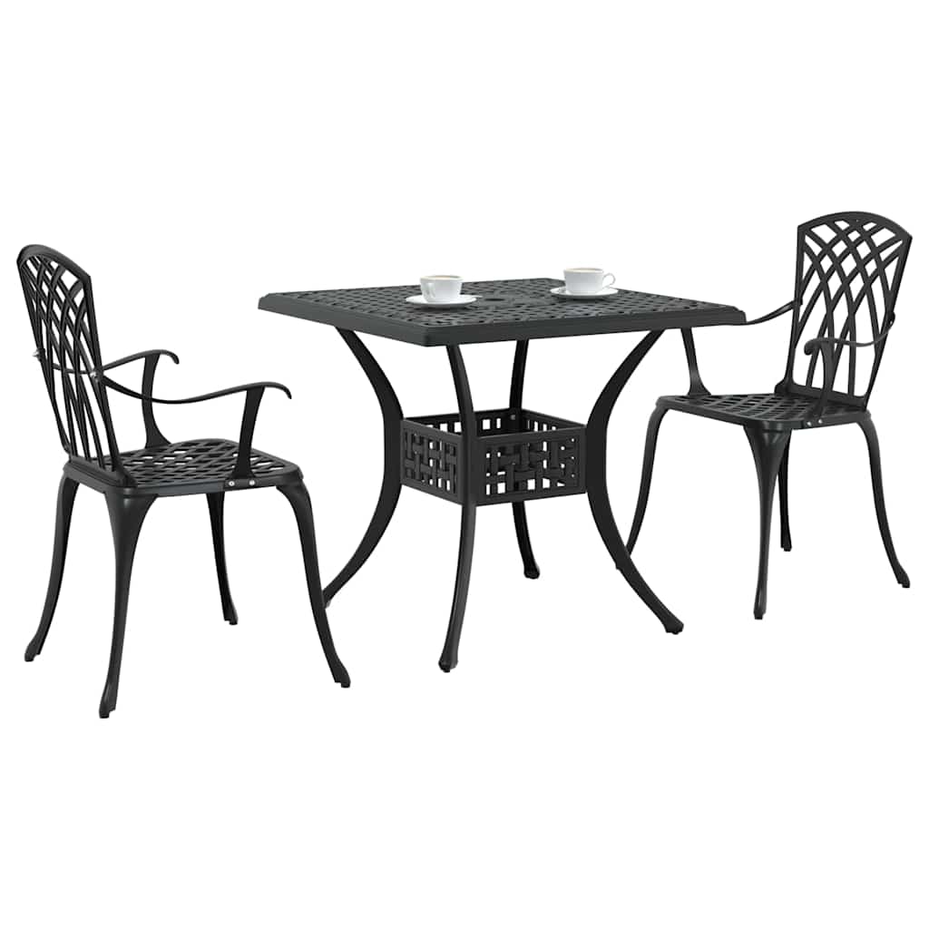 Set di Tavolo da Giardino 3 pcs Nero Alluminio pressofuso