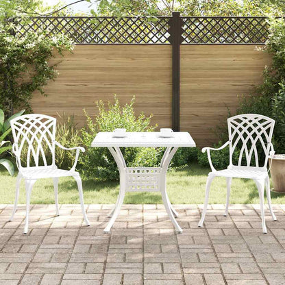 Set di Tavolo da Giardino 3 pcs Bianco Alluminio pressofuso