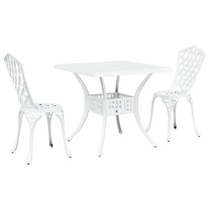 Set di Tavolo da Giardino 3 pcs Bianco Alluminio pressofuso | homemem39