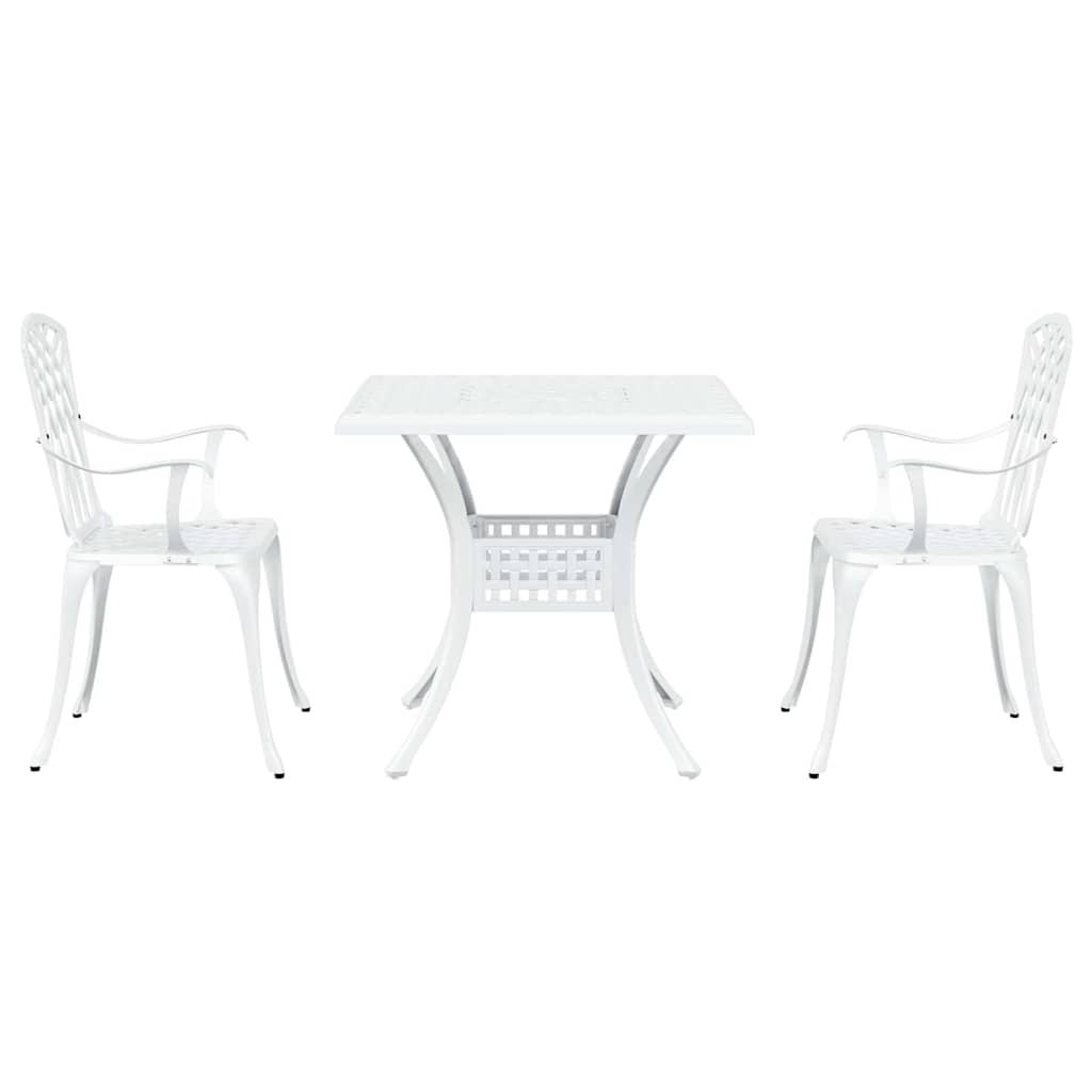 Set di Tavolo da Giardino 3 pcs Bianco Alluminio pressofuso | homemem39