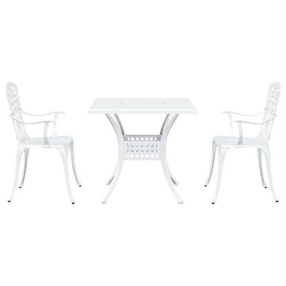 Set di Tavolo da Giardino 3 pcs Bianco Alluminio pressofuso | homemem39