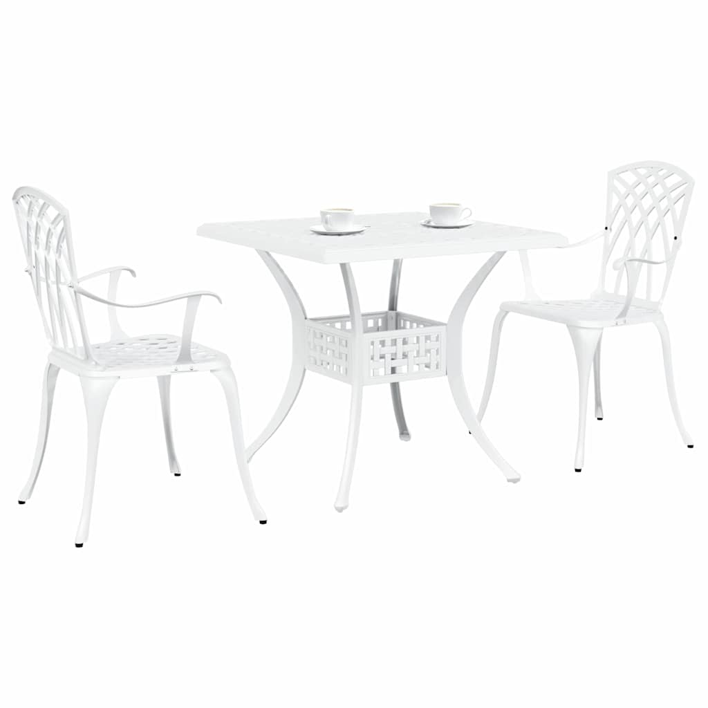 Set di Tavolo da Giardino 3 pcs Bianco Alluminio pressofuso | homemem39