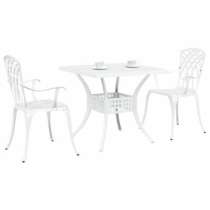 Set di Tavolo da Giardino 3 pcs Bianco Alluminio pressofuso | homemem39