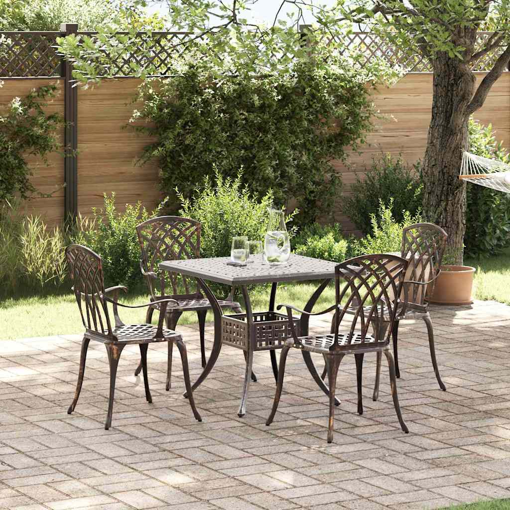 Set di Tavolo da Giardino 5 pcs Bronzo Alluminio pressofuso