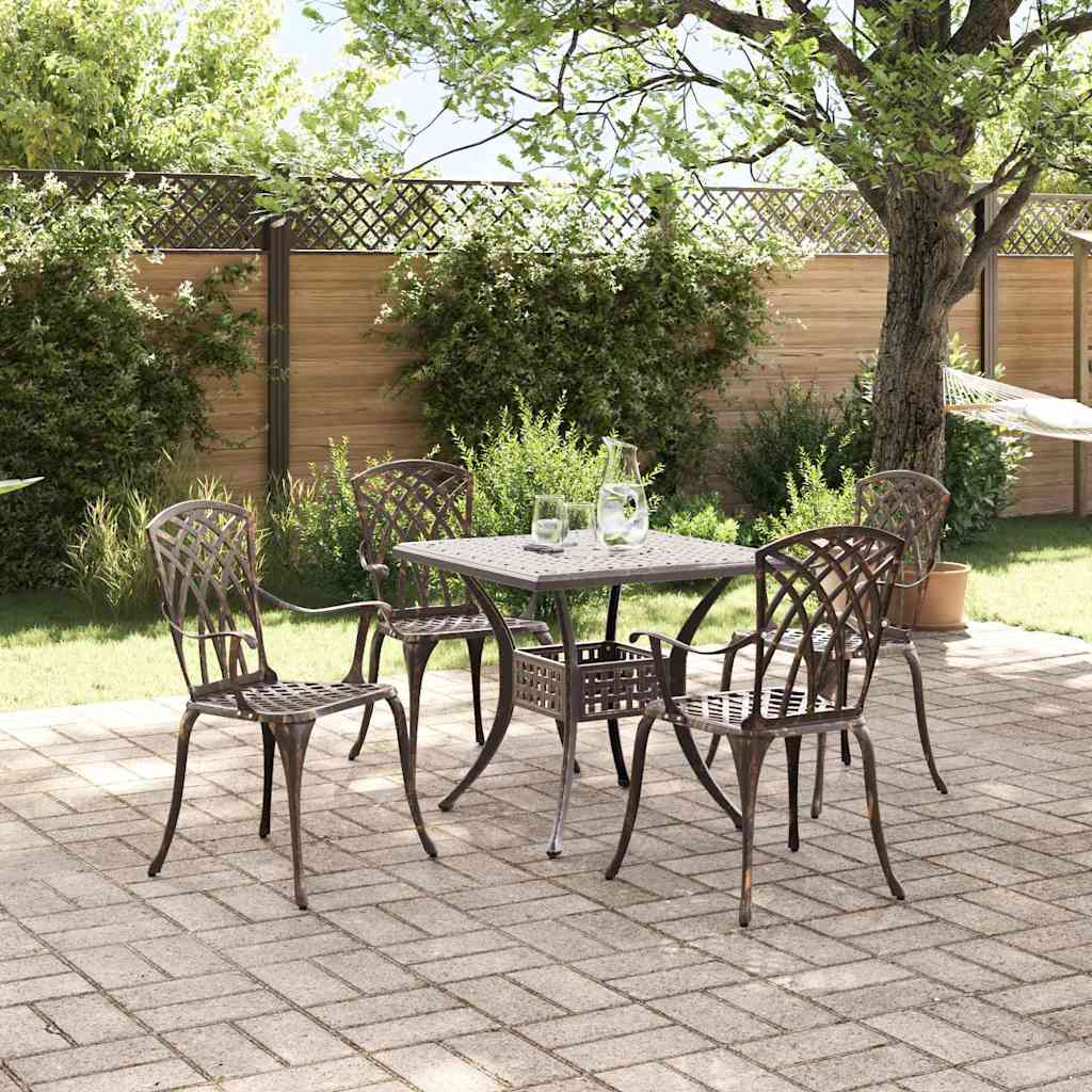 Set di Tavolo da Giardino 5 pcs Bronzo Alluminio pressofuso | homemem39