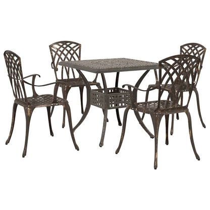 Set di Tavolo da Giardino 5 pcs Bronzo Alluminio pressofuso | homemem39
