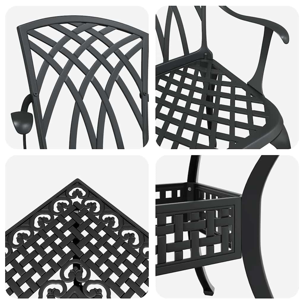 Set di Tavolo da Giardino 5 pcs Nero Alluminio pressofuso
