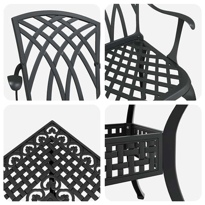 Set di Tavolo da Giardino 5 pcs Nero Alluminio pressofuso