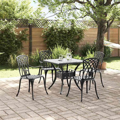 Set di Tavolo da Giardino 5 pcs Nero Alluminio pressofuso | homemem39